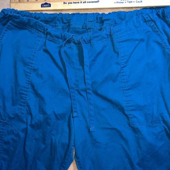 Cherokee Workwear Women LG Teal Blue Drawstring Scrub Straight Leg‎ Pants (E) - Picture 4 of 9